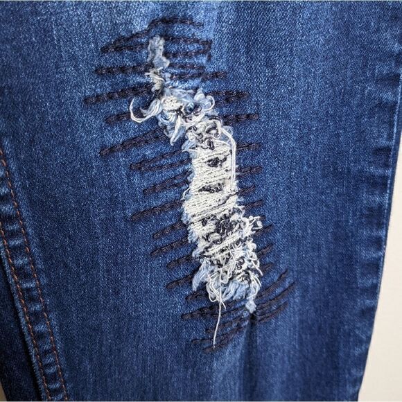 (Indigo Thread Co.) Visible Mending Skinny Jeans 6 - Picture 2 of 8